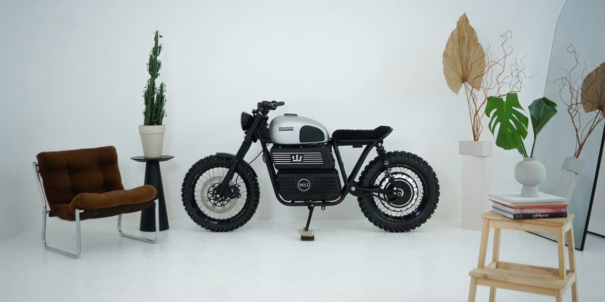 RGNT X Crooked’s “Crooked E-Type” Scrambler. Media sourced from RGNT.