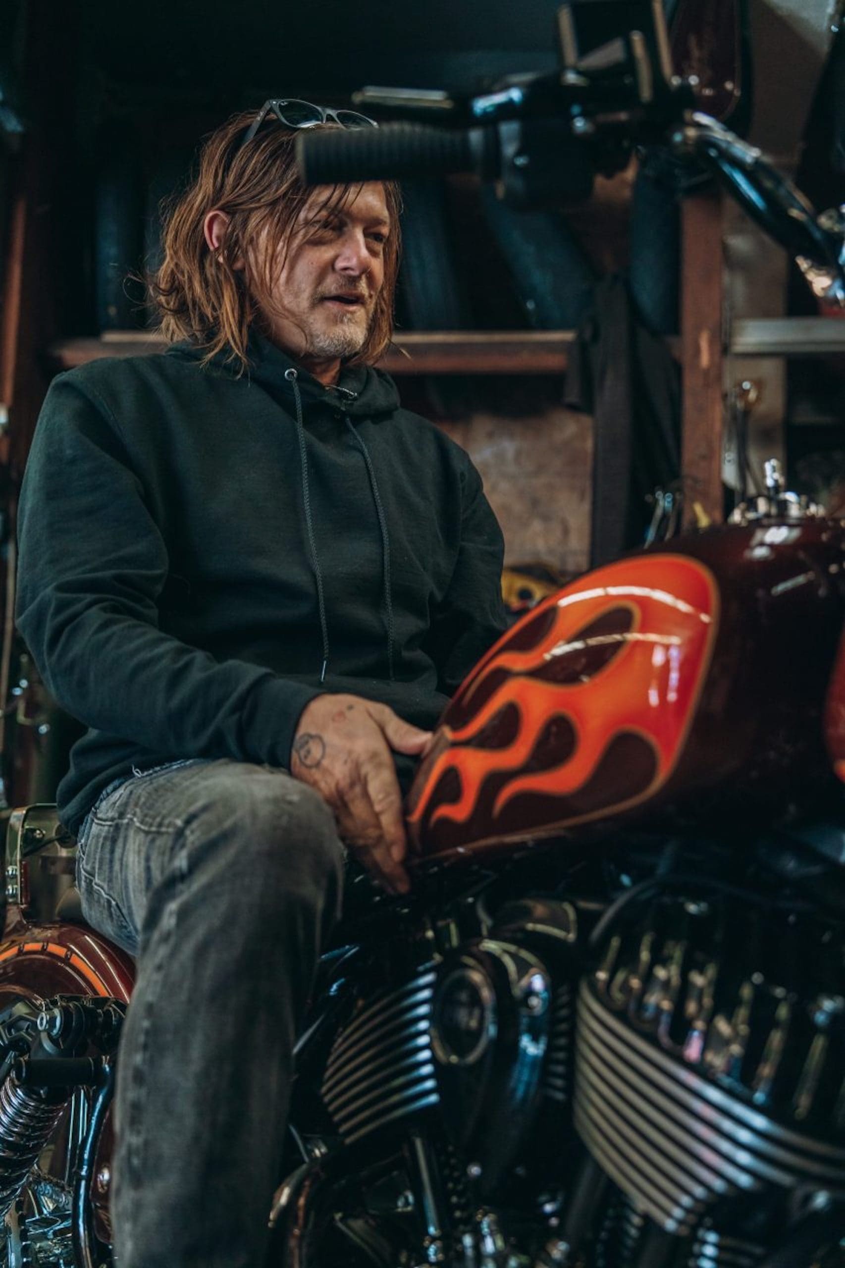 “Walking Dead” actor Norman Reedus' new custom Sport Chief from Indian's Forged series. Media sourced from Indian.