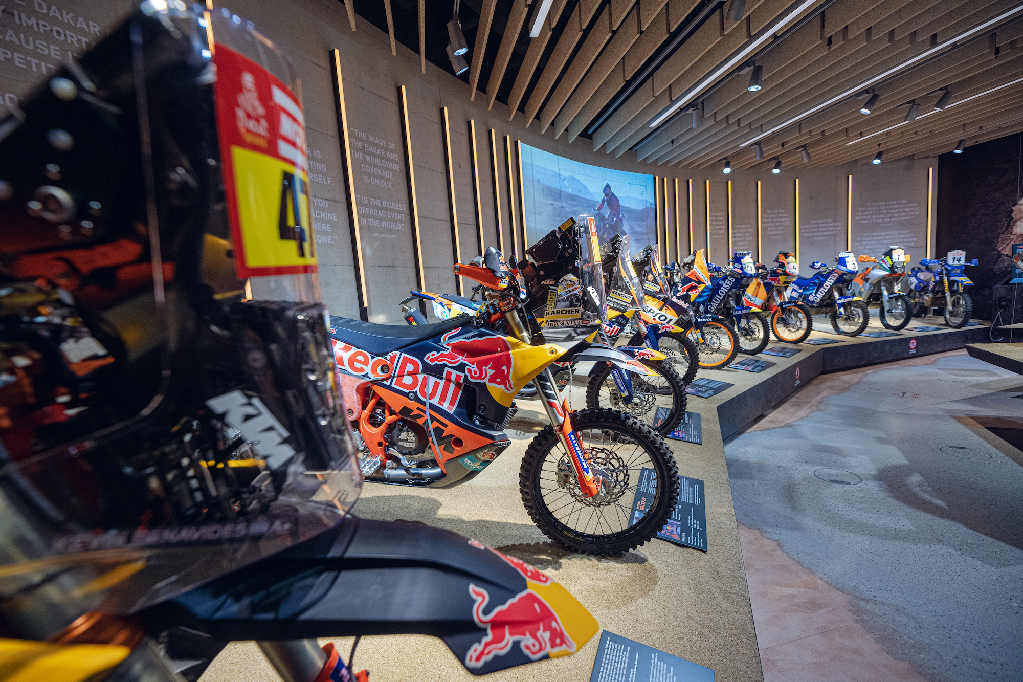 A view of the Legends of the Dakar Exhibition, hosted by KTM Motohall. Media sourced from KTM.