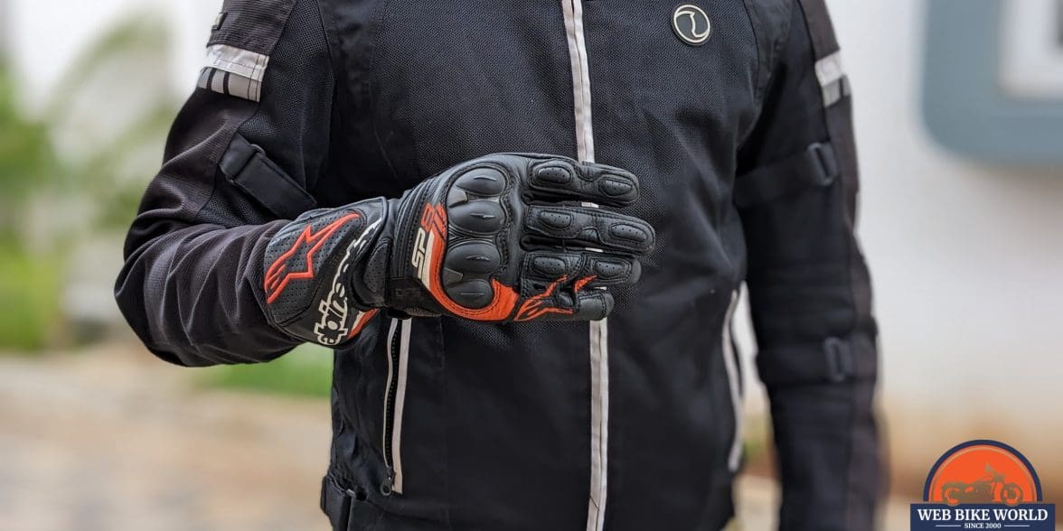 Rider wearing Alpinestars SP-8 V3 Gloves