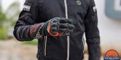 Rider wearing Alpinestars SP-8 V3 Gloves