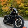 Side profile of quarter fairing installed on Harley Davidson motorcycle