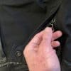 Closeup of the main zipper with big pull tab