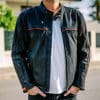 Black Pup Moto's new Rumbler Jacket outdoors Black Pup Moto's new Rumbler Jacket outdoors