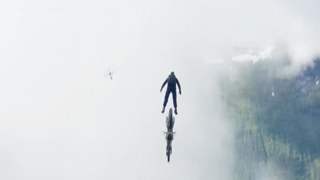 A view of the stunt Tom Cruise executed over the Preikestolen cliffs of Norway. Media sourced from CBS News.