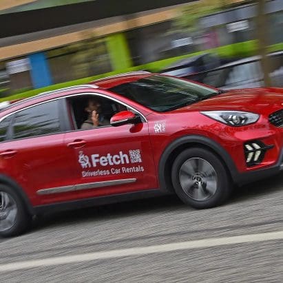 A view of the car rentals offered by "Fetch" - a company that uses remote piloting to get their cars to their clients and back again. Media sourced from Autocar.