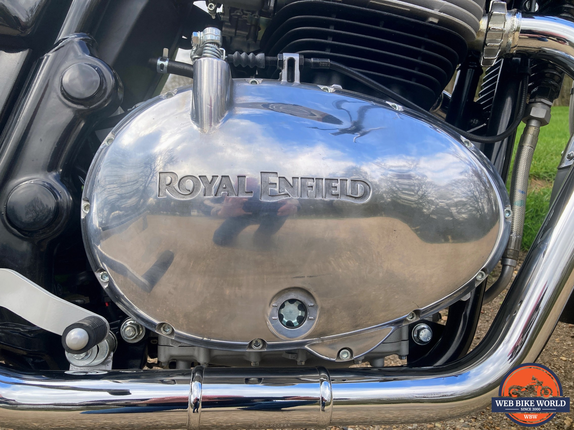 metal casing with the royal enfield name embossed