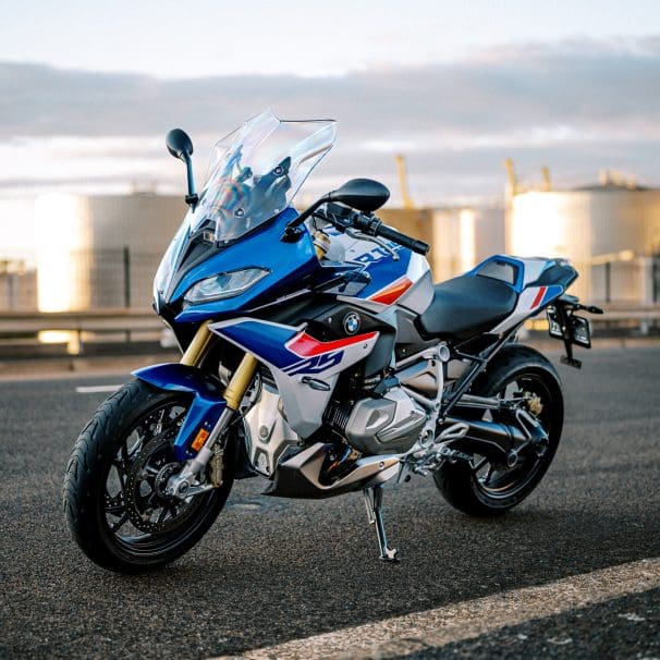 BMW's 2023 R 1250 RS motorcycle parked at sunset in Sydney