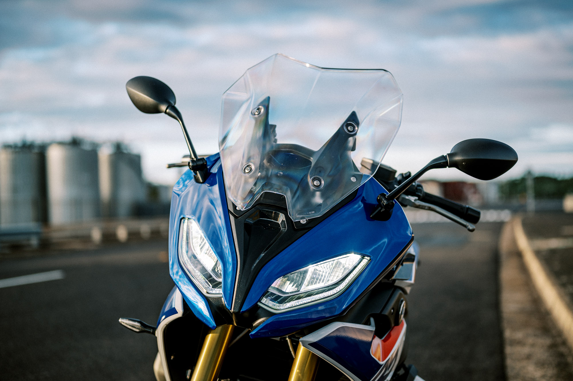 BMW's 2023 R 1250 RS motorcycle parked at sunset in Sydney