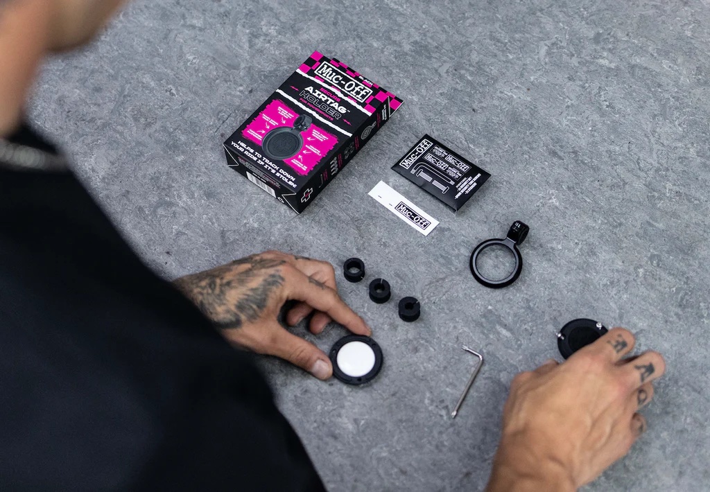 The Muc-Off Secure AirTag™ Holder. Media sourced from Muc-Off.