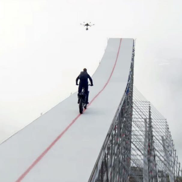 A view of the stunt Tom Cruise executed over the Preikestolen cliffs of Norway. Media sourced from TODAY.