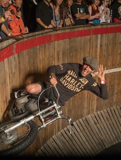 The Wall of Death motorcycle stunt show. Media sourced from B102.7.