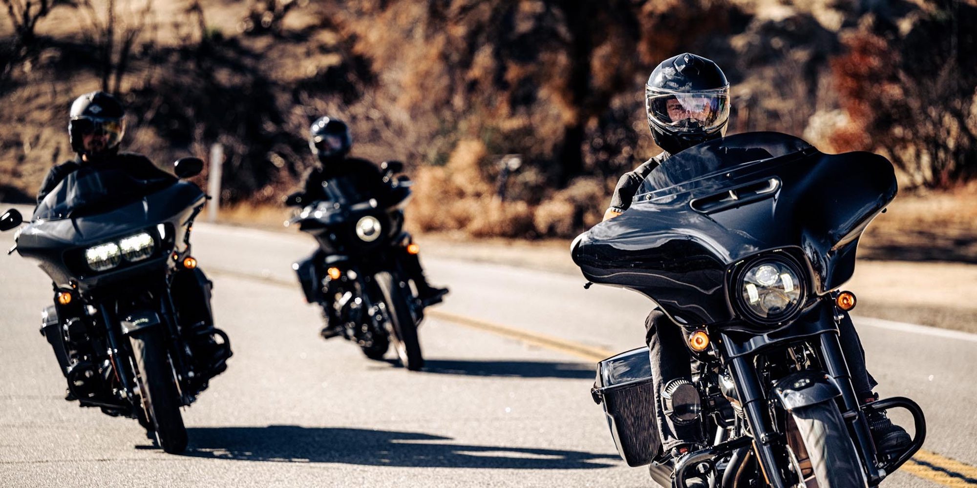 A bevy of Harley riders. Media sourced from Gone Touring.