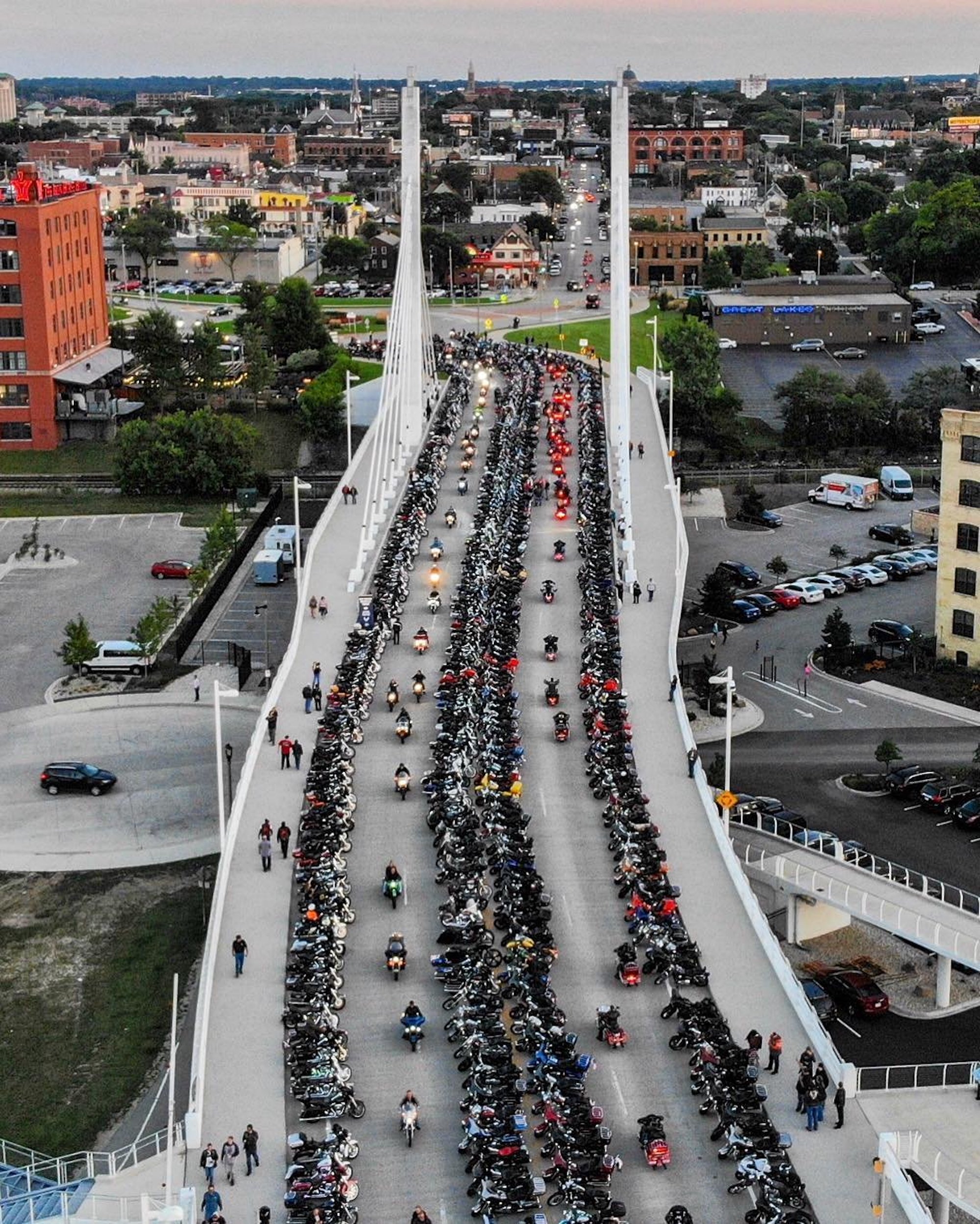 A lineup of Harley riders. Media sourced from Travel Wisconsin.