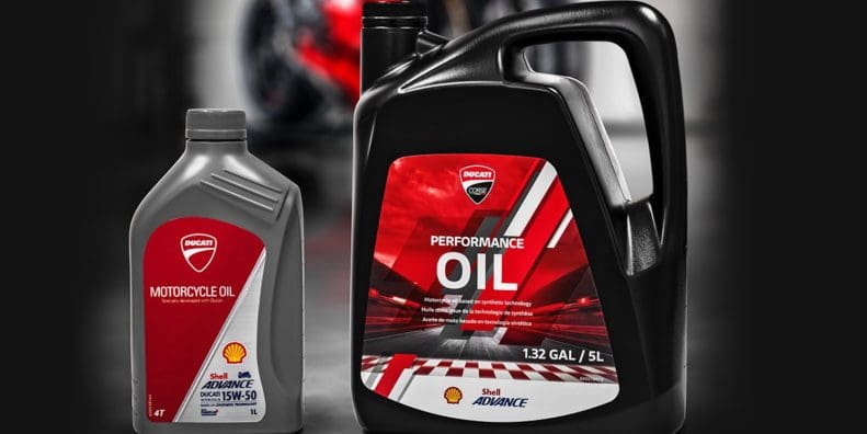 The 2023 Ducati Corse Performance Oil Powered by Shell Advance. Media sourced from Ducati.