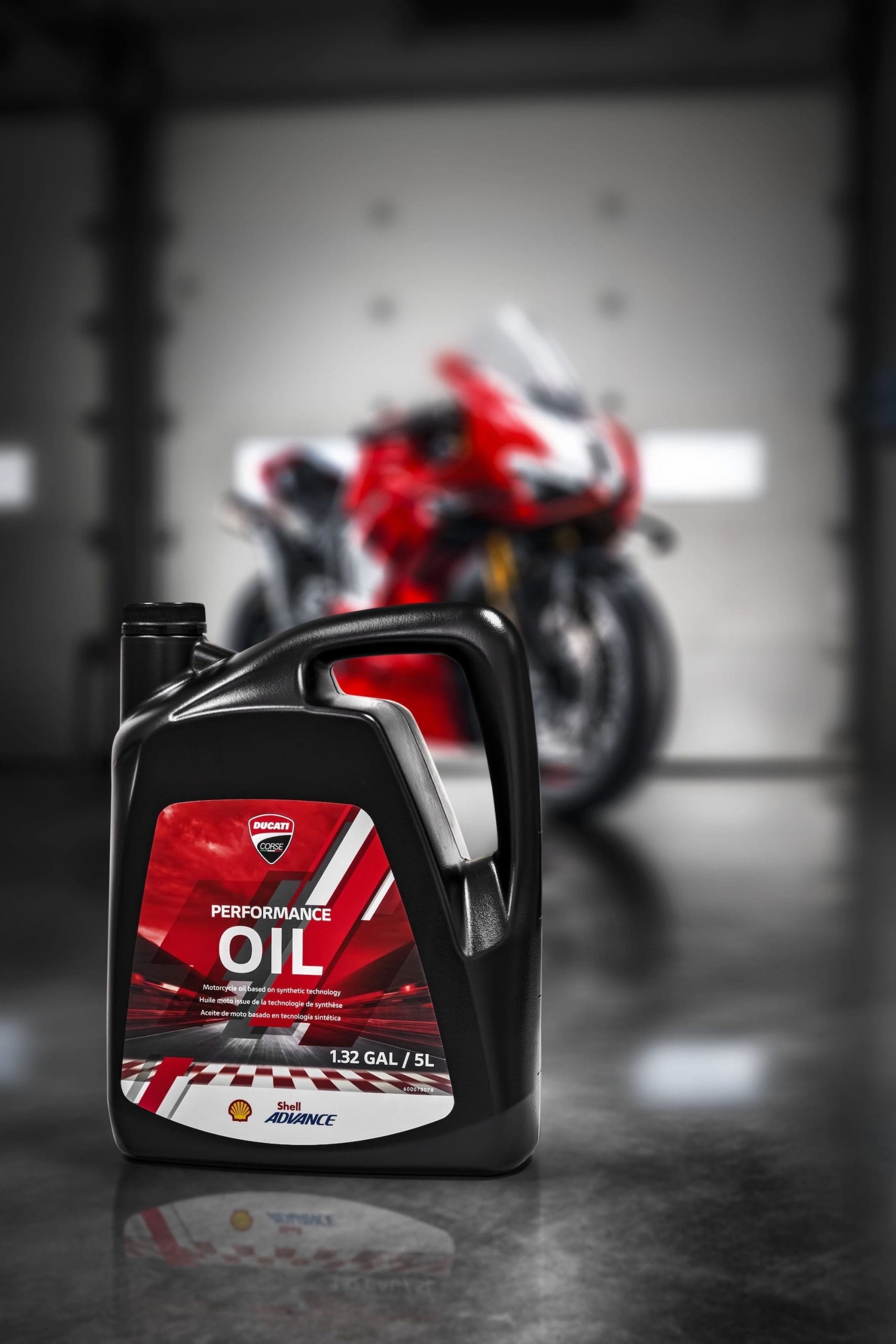 The 2023 Ducati Corse Performance Oil Powered by Shell Advance. Media sourced from Ducati.