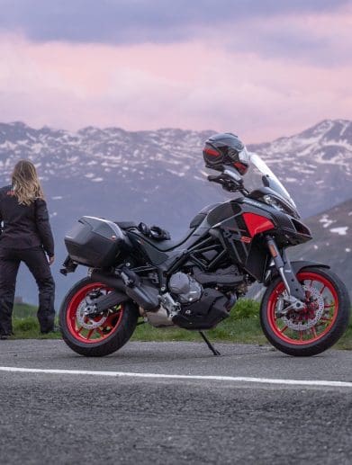 Ducati's 2023 Multistrada V2 S, not showing off a Black & Street Grey livery. Media sourced fro Ducati's press release.