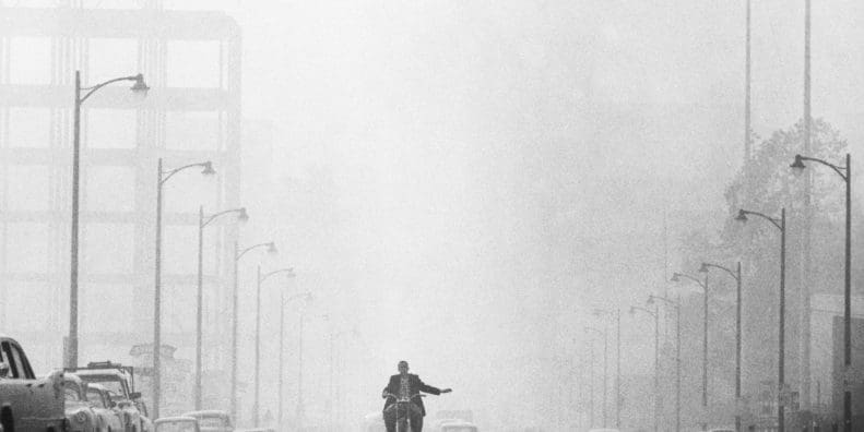 A view of the air pollution in mid-century Los Angeles. Media sourced from Timeline.