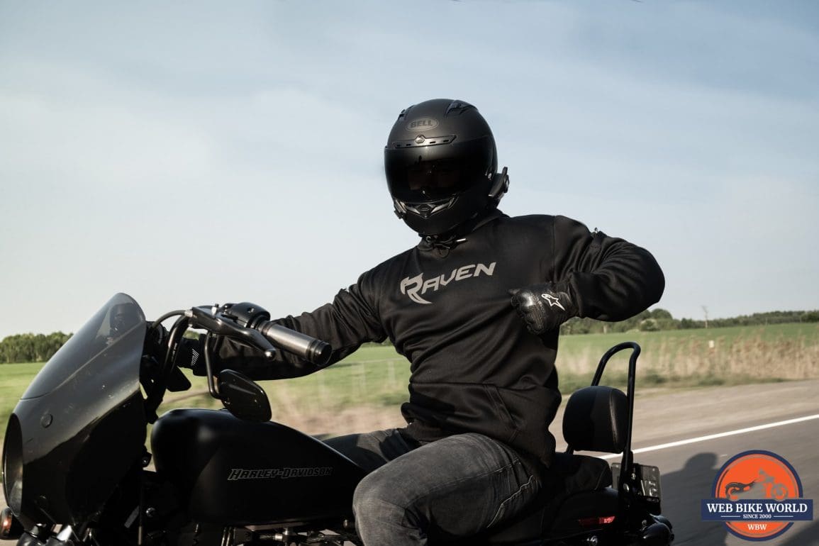 LORICA Armored Hoodie on Harley Davidson bike