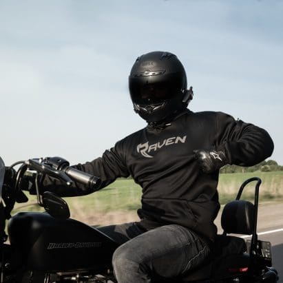 LORICA Armored Hoodie on Harley Davidson bike