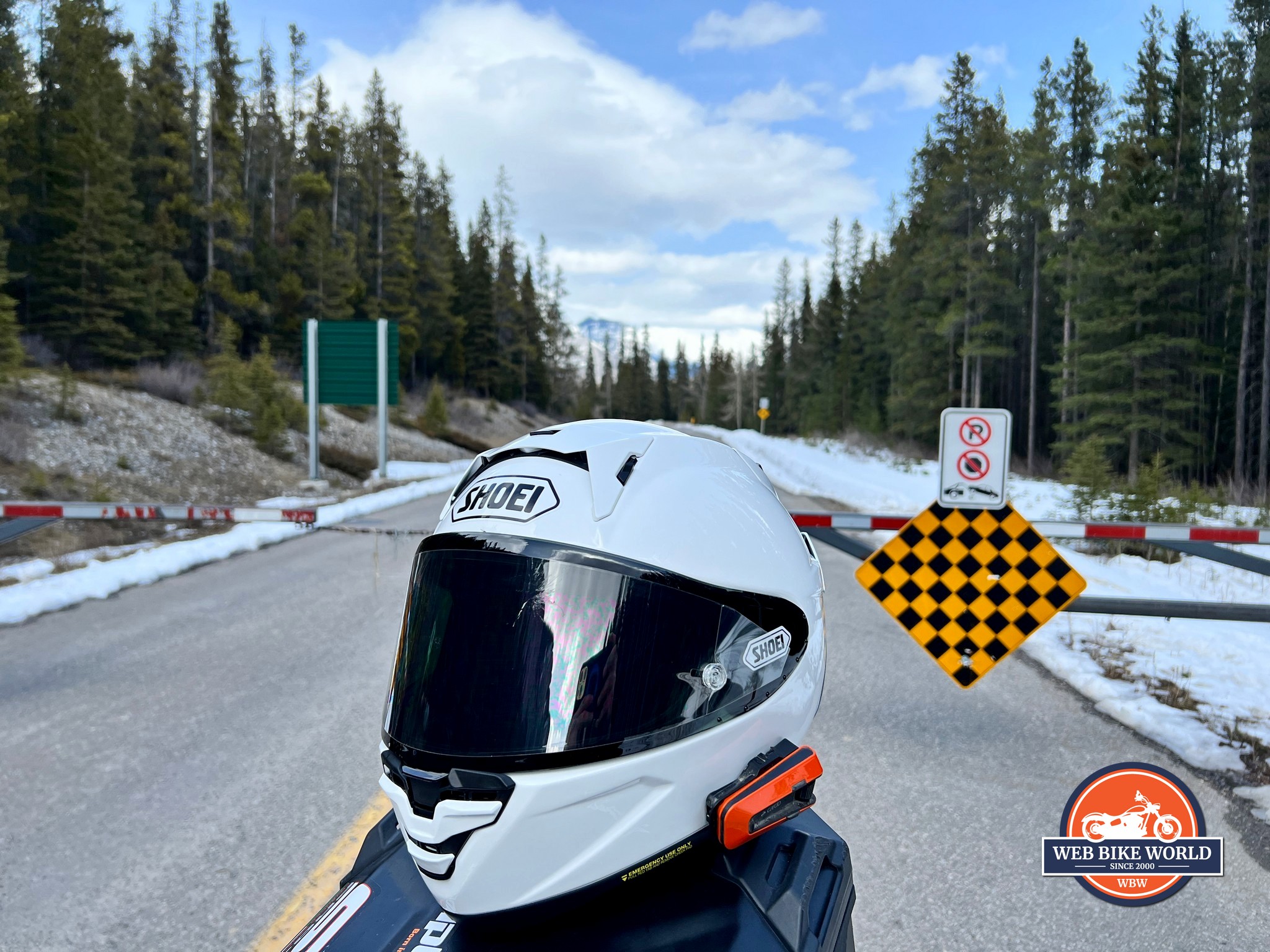 The Shoei X-Fifteen out in the wild near Banff, Alberta.