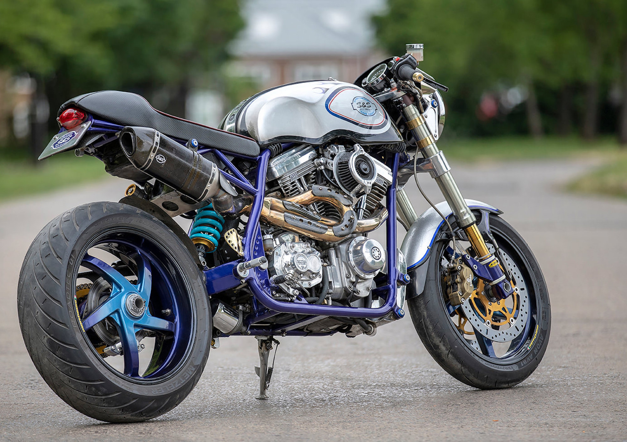 A custom café racer from the shop of S&S Cycles. Media sourced from BikeEXIF, with images given by Del Hickey.