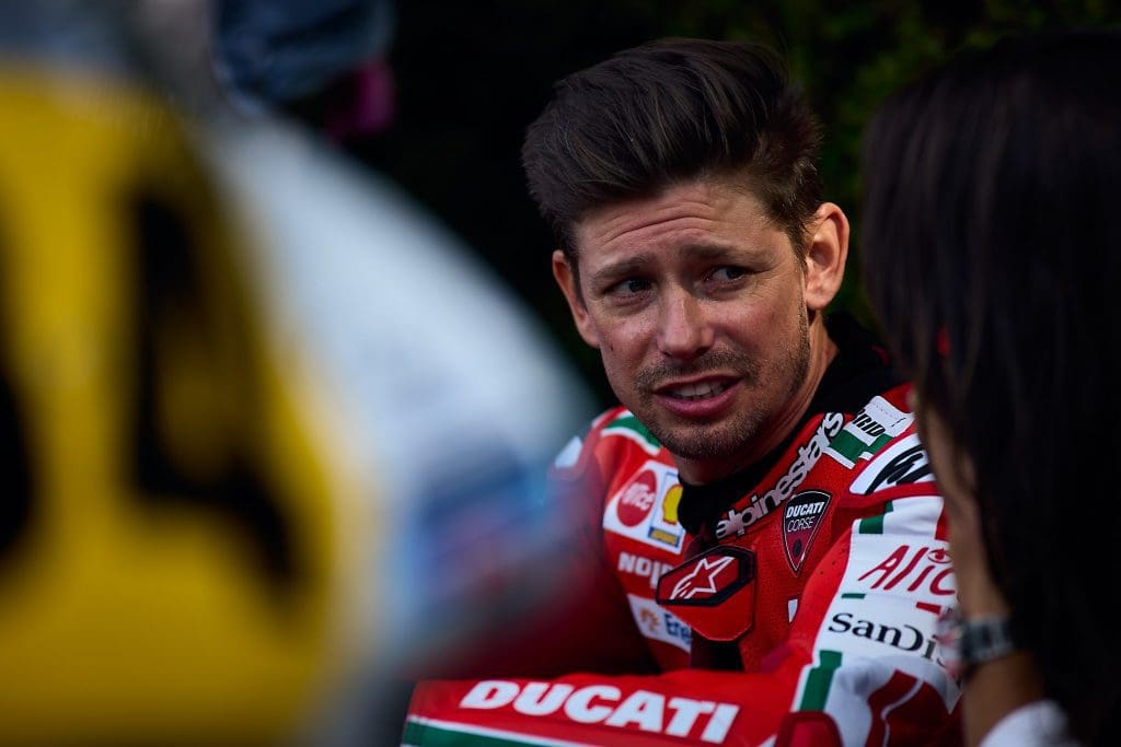 Casey Stoner back in the Ducati garage.