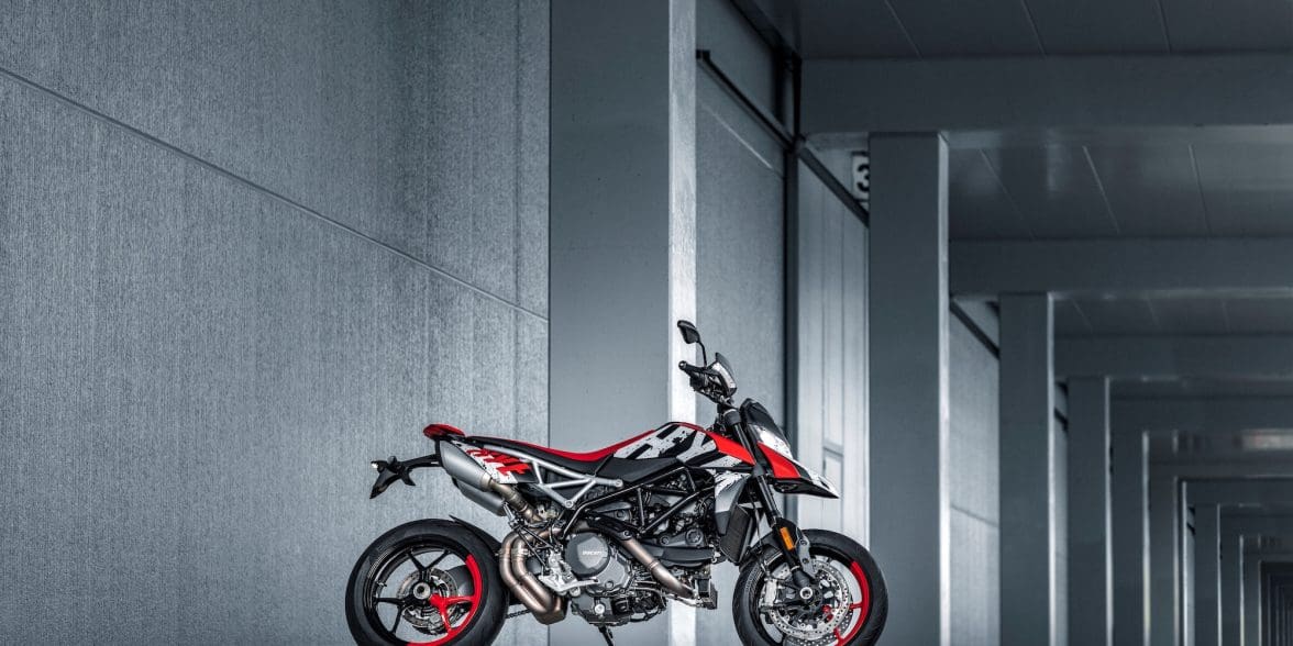 Ducati's iconic Hypermotard 950 RVE. Media sourced from Ducati.