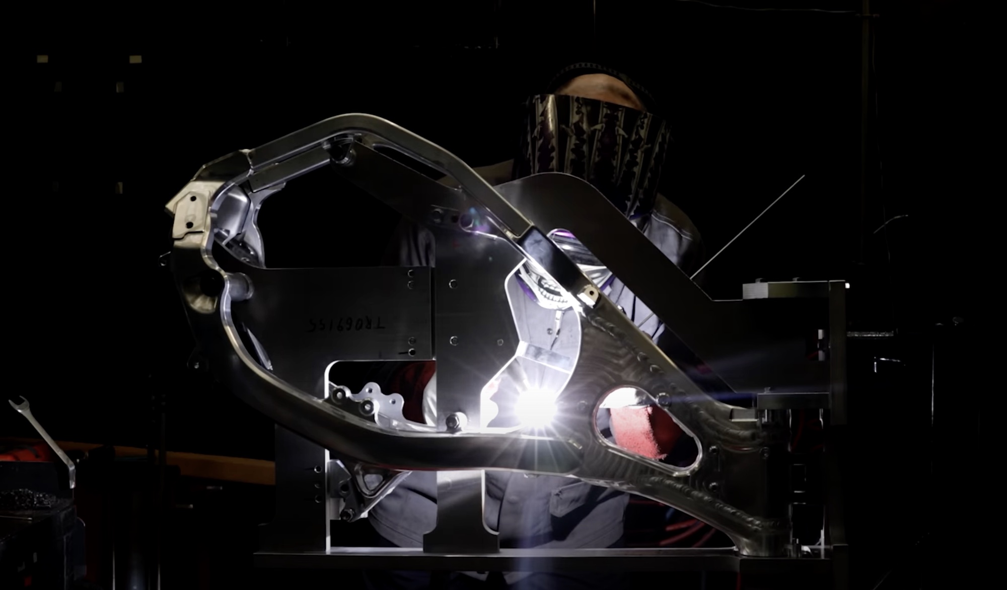 A view of Triumph's teaser, showing the frame for their incubating motocross machine. Media sourced from Triumph.