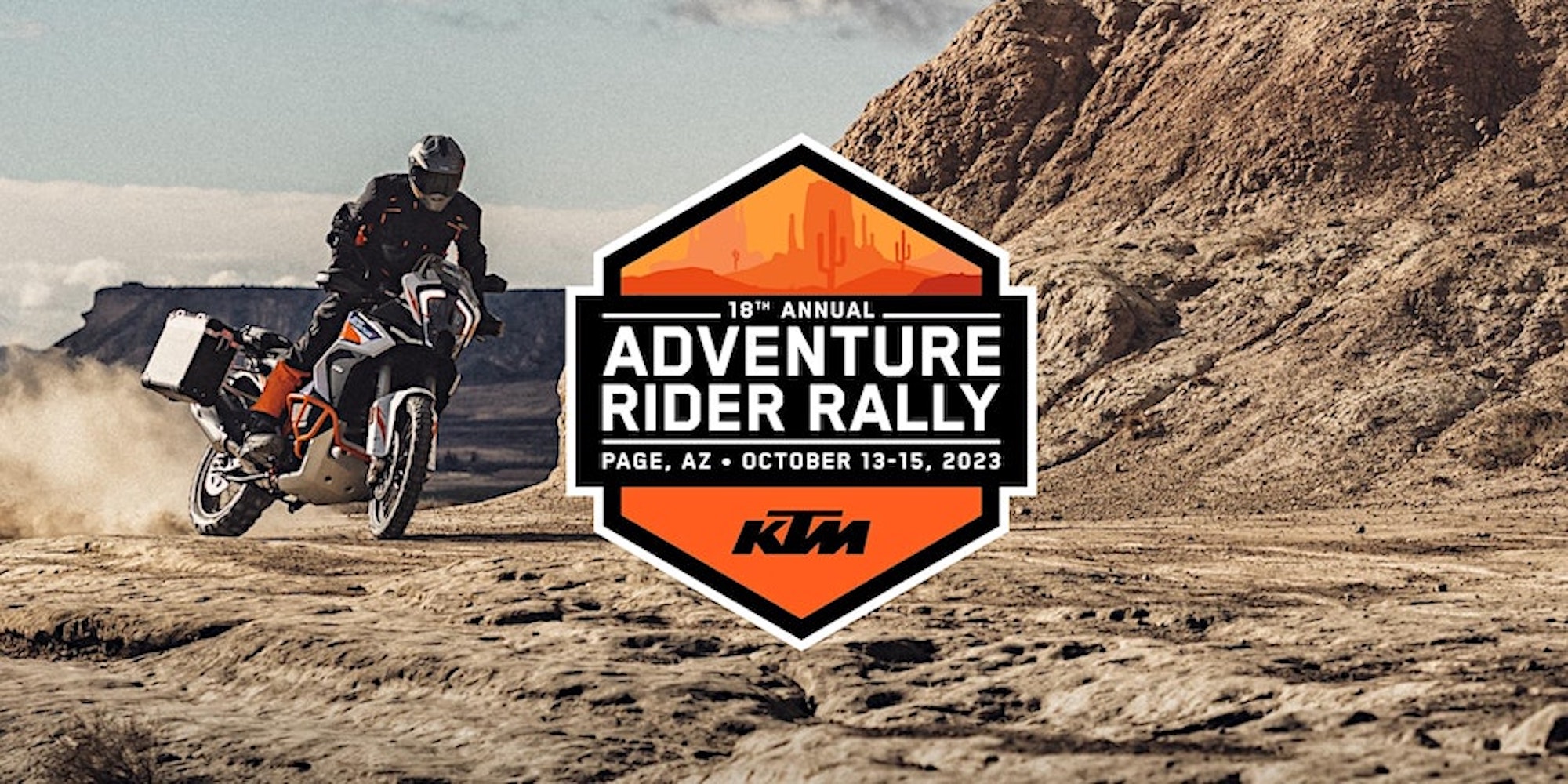 A view of KTM's logo for the 2023 KTM Adventure Rider Rally. Media sourced from KTM.