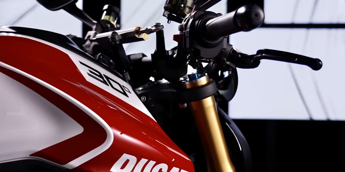 A view of Ducati's all-new 2024 Monster 30th Anniversary. Media sourced from Ducati.