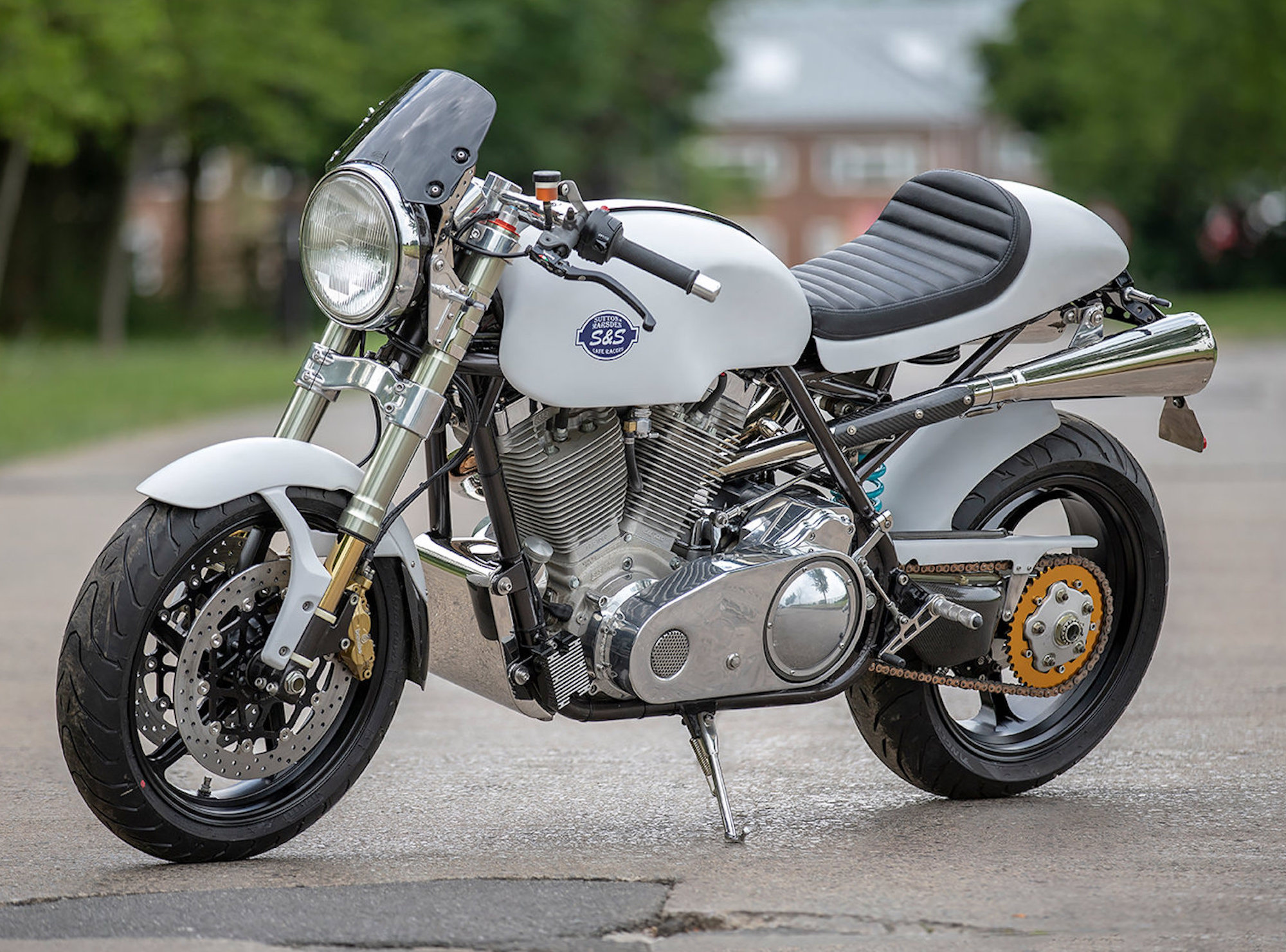 A custom café racer from the shop of S&S Cycles. Media sourced from BikeEXIF, with images given by Del Hickey.