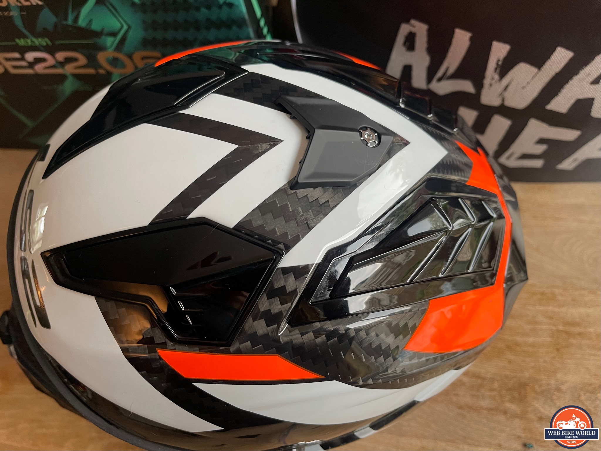 Top view of the vents on the LS2 Explorer Carbon Helmet