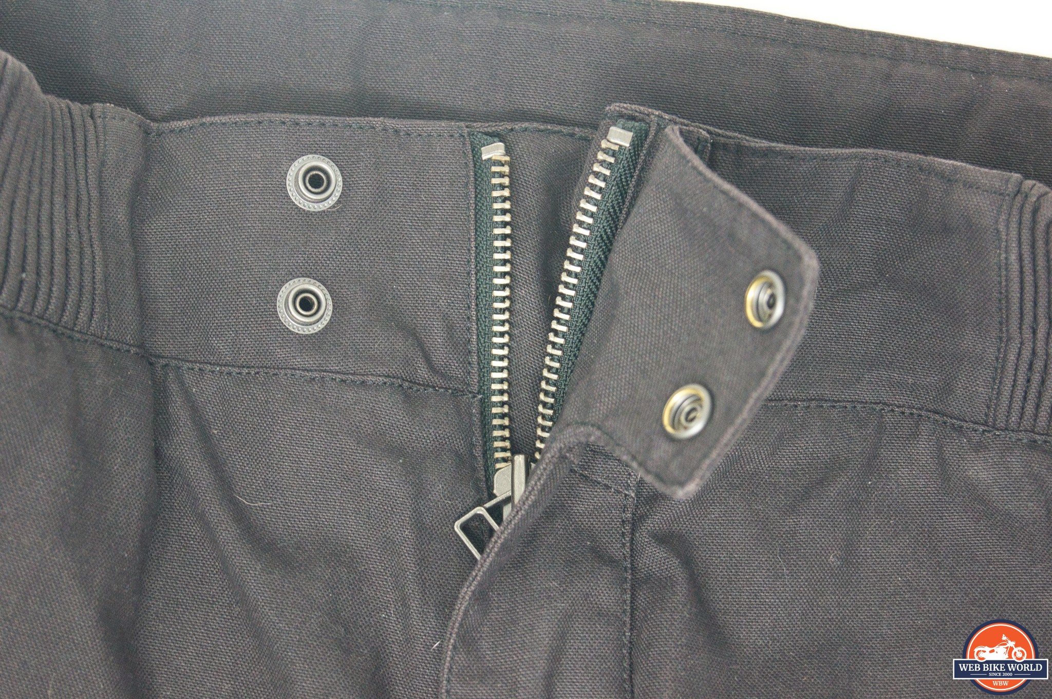 Closeup of the front zipper
