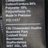 Materials tag on the pants