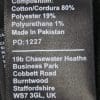 Materials tag on the pants