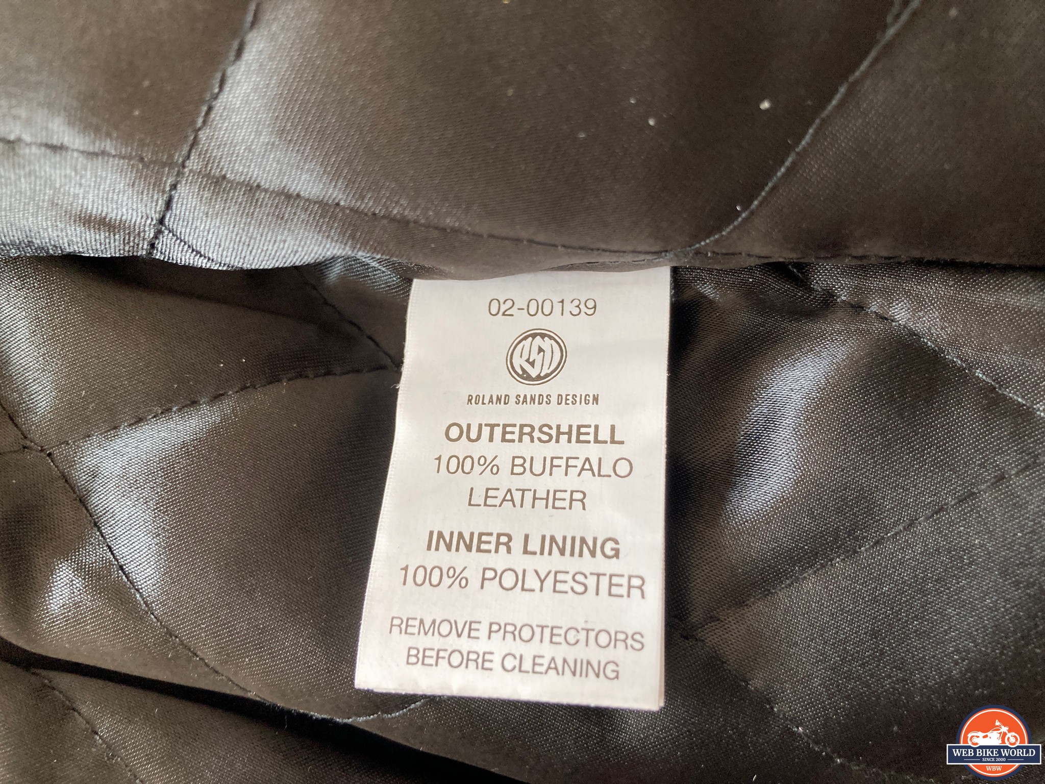 Materials tag on the RSD Seventy4 Atherton jacket