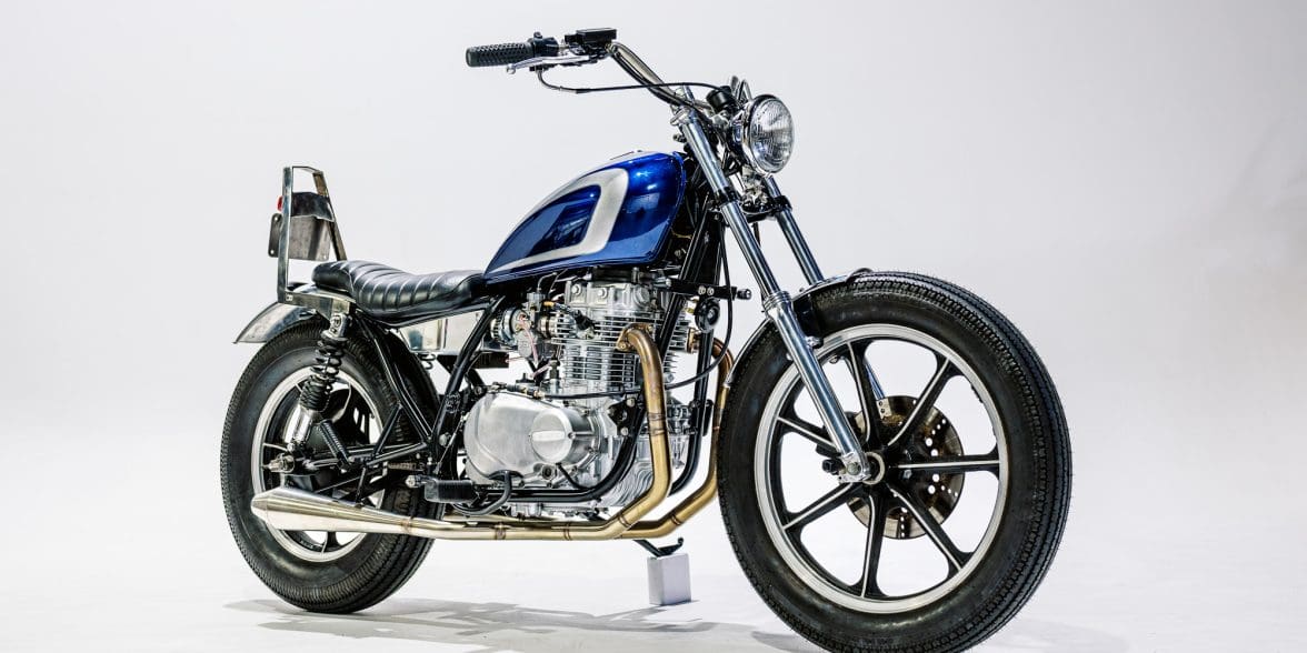 A custom Kawasaki KZ440 chopper motorcycle by Sabotage Motorcycles Sydney