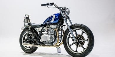 A custom Kawasaki KZ440 chopper motorcycle by Sabotage Motorcycles Sydney