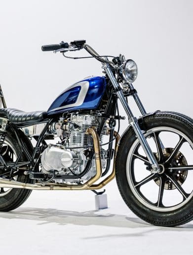 A custom Kawasaki KZ440 chopper motorcycle by Sabotage Motorcycles Sydney