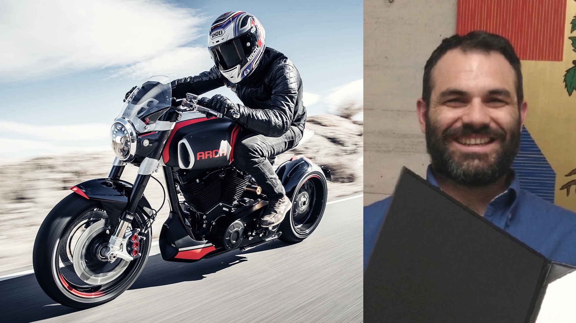 Gerardo Rocha next to an ARCH 1s motorcycle. Media sourced from LinkedIn and ARCH motorcycles.