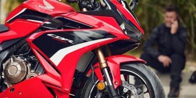 A view of Honda's CBR500R. Media sourced from Honda.