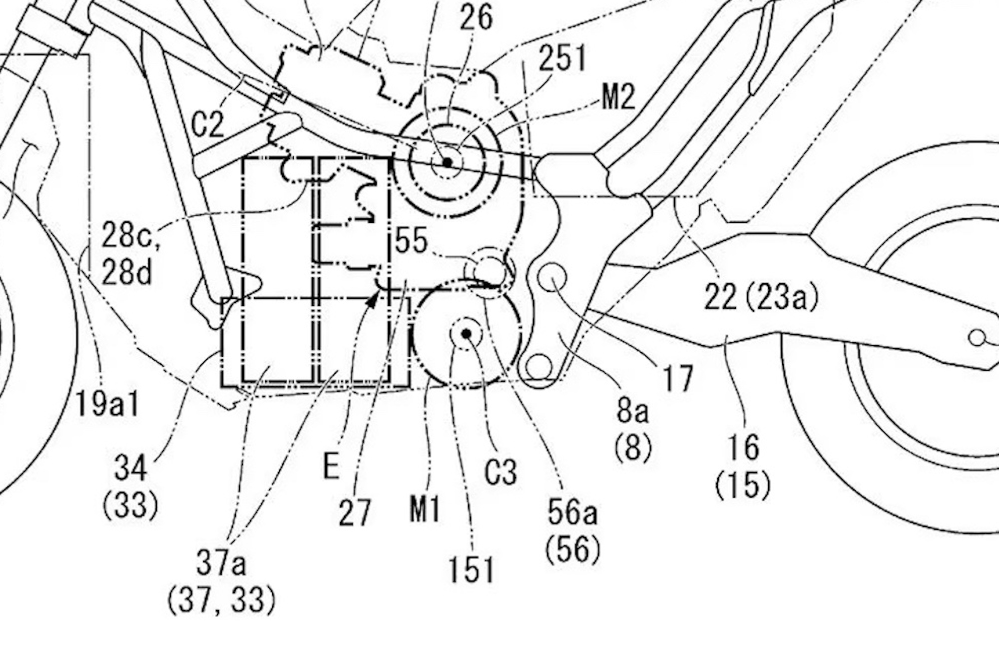 A view of the blueprints connected to a hybrid concept Honda's got in the proverbial lab. Media sourced from CycleWorld.