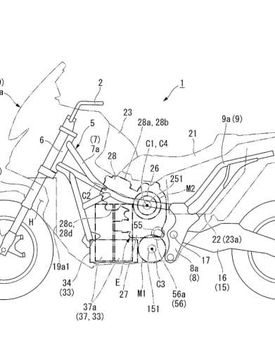 A view of the blueprints connected to a hybrid concept Honda's got in the proverbial lab. Media sourced from CycleWorld.