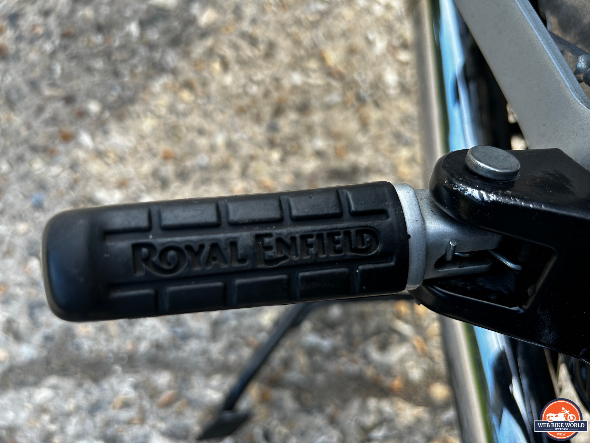 Detail on the footpegs with Royal Enfield's name