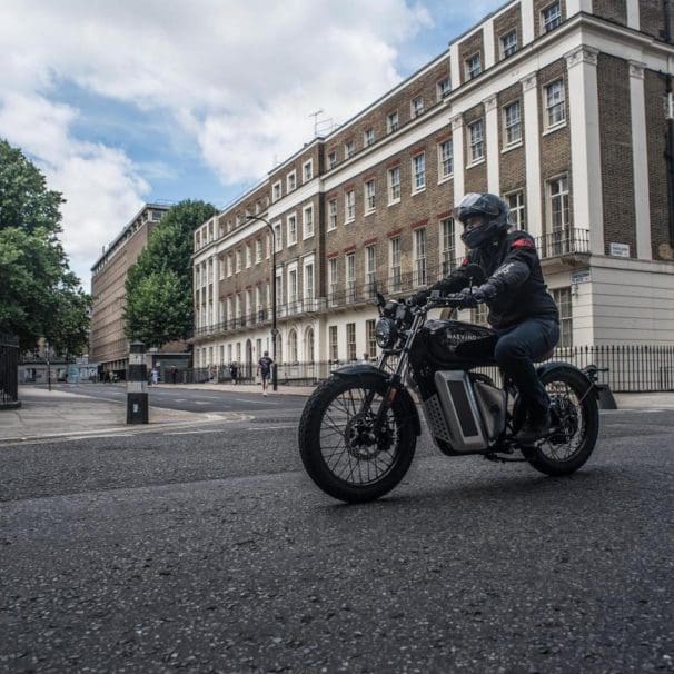 A Maeving motorcyclist. Media sourced from Visordown.