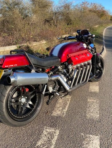 A view of the 8000cc "Viper" muscle-cycle that's landing multiple speed records. Media sourced from Alan Millard's Facebook page.