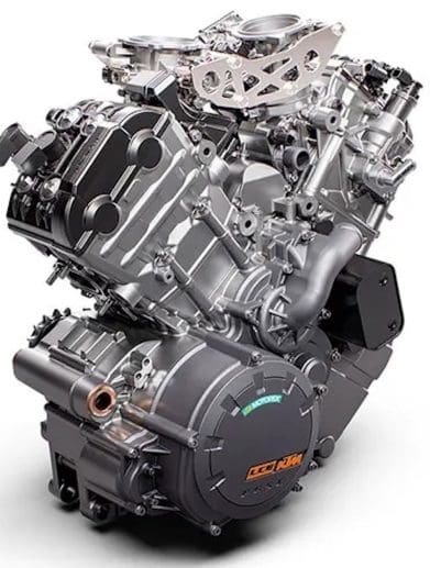 KTM's LC8 engine. Media sourced from KTM.