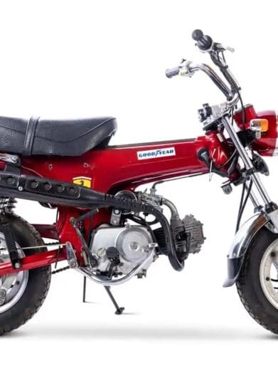 Nigel Mansell's Honda ST 70 ‘Ferrari’ Formula One Paddock Bike. Media sourced from RM Sotheby's.