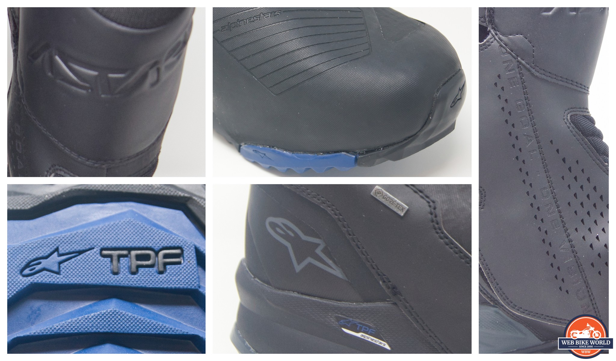 Various materials on the Alpinestars RT-8 Gore Text Boots